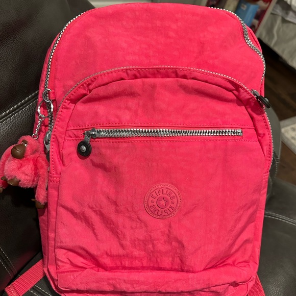 Kipling Handbags - Kipling Vibrant Pink laptop Backpack with Keychain